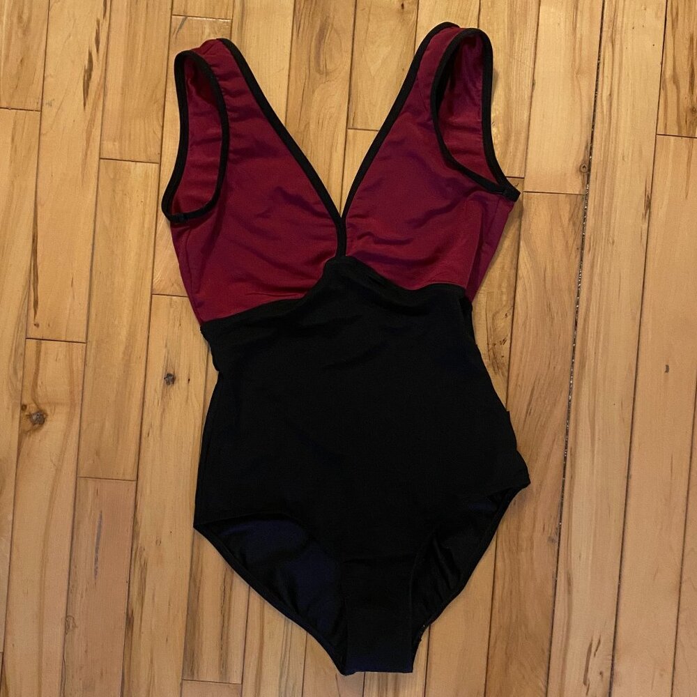 Burgundy and black Mariia leotard